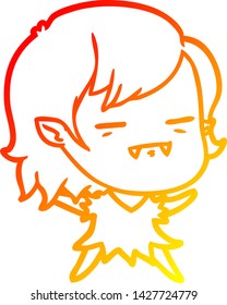 warm gradient line drawing of a cartoon undead vampire girl