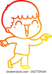 warm gradient line drawing of a cartoon happy man