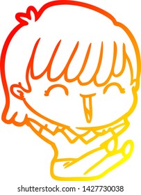 warm gradient line drawing of a cartoon woman