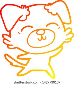 dibujo de línea de degradado cálido de un perro de dibujos animados