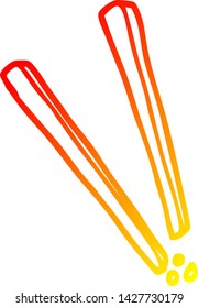 warm gradient line drawing of a cartoon wooden chopsticks