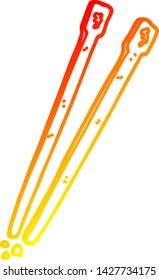 warm gradient line drawing of a cartoon chop sticks