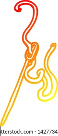 warm gradient line drawing of a cartoon needle and thread