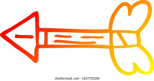 warm gradient line drawing of a cartoon arrow flying