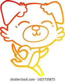 dibujo de línea de degradado cálido de un perro de dibujos animados