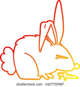 warm gradient line drawing of a cartoon annoyed rabbit