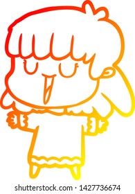 dibujo de línea de gradiente cálido de una mujer caricaturista