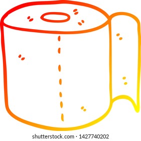 warm gradient line drawing of a cartoon toilet roll