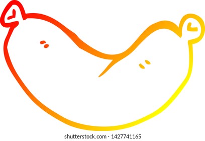warm gradient line drawing of a cartoon sausage
