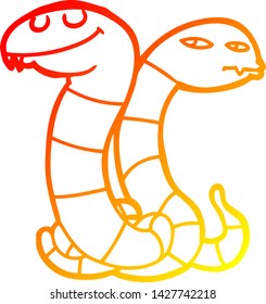 warme Farbverlauf-Linienzeichnung einer Cartoon-Schlangen