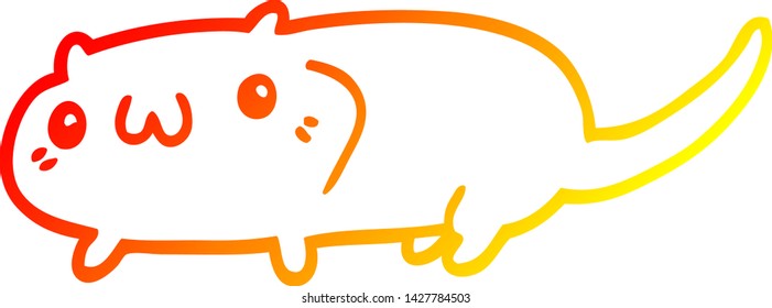 dibujo de línea de degradado cálido de un gato de dibujos animados