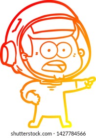 warm gradient line drawing of a cartoon surprised astronaut