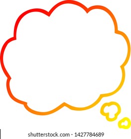 warm gradient line drawing of a cartoon thought cloud