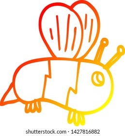 warm gradient line drawing of a cartoon bumble bee