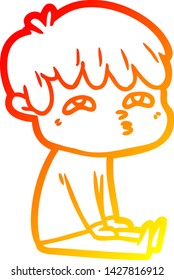 dibujo de línea de gradiente cálido de un hombre curioso de dibujos animados