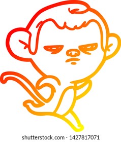 warm gradient line drawing of a cartoon monkey