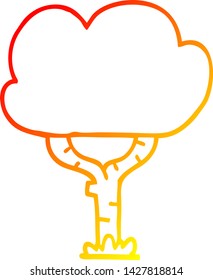 warm gradient line drawing of a cartoon tree