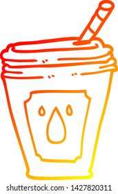 warm gradient line drawing of a cartoon juice bar drink