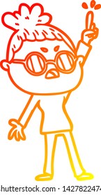 warm gradient line drawing of a cartoon annoyed woman