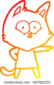 warm gradient line drawing of a cartoon cat girl pointing