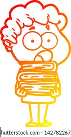 warm gradient line drawing of a cartoon man gasping in surprise