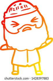 warm gradient line drawing of a cartoon man with beard