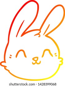 warm gradient line drawing of a cartoon rabbit face