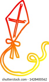 warm gradient line drawing of a cartoon kite