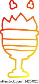 warm gradient line drawing of a cartoon flaming goblet