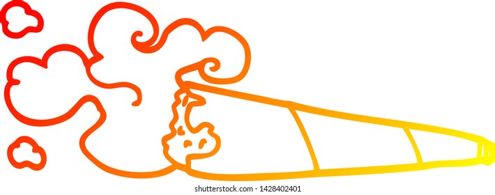 warm gradient line drawing of a cartoon smoking joint