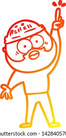 warm gradient line drawing of a cartoon bearded man