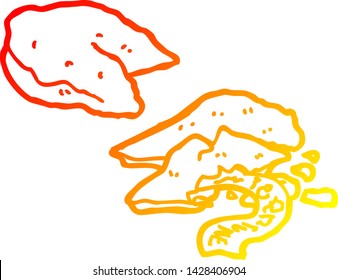 dibujo de línea de degradado cálido de las galletas de la fortuna de dibujos animados