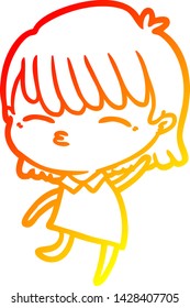 warm gradient line drawing of a cartoon woman
