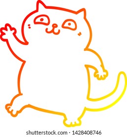 warm gradient line drawing of a cartoon cat