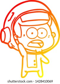 warm gradient line drawing of a cartoon surprised astronaut