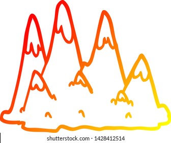dibujo de líneas de gradiente cálido de las montañas de dibujos animados
