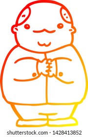 warm gradient line drawing of a cartoon balding man