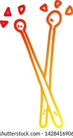 warm gradient line drawing of a cartoon drum sticks