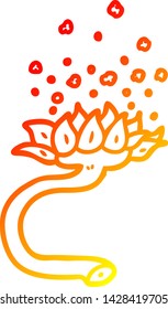 warm gradient line drawing of a cartoon flower releasing pollen