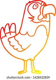 warm gradient line drawing of a cartoon parrot