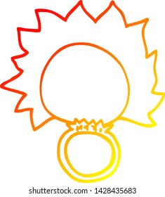 warm gradient line drawing of a cartoon fire ball ring