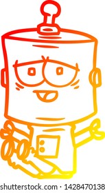 dibujo de línea de degradado cálido de un robot de dibujos animados