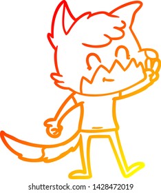 warm gradient line drawing of a cartoon friendly fox
