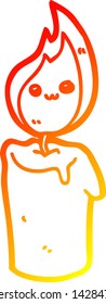 dibujo de línea de degradado cálido de un personaje de vela de dibujos animados