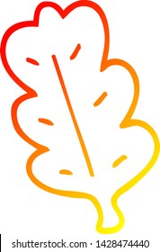 warm gradient line drawing of a cartoon leaf