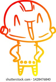 warm gradient line drawing of a cartoon robot