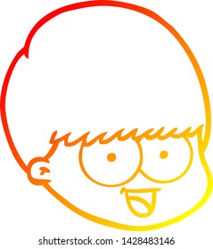 warm gradient line drawing of a cartoon male face