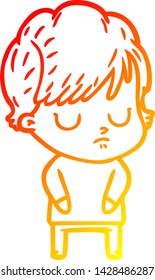warm gradient line drawing of a cartoon woman
