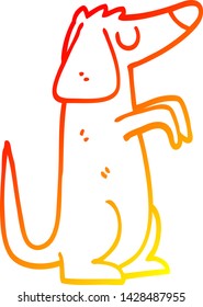 warm gradient line drawing of a cartoon dog