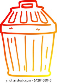 warm gradient line drawing of a cartoon waste bin